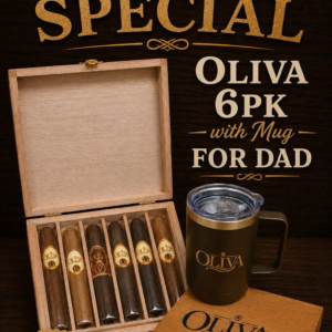 Harlem Cigars Father's Day Special: Oliva 6-pack cigar box with mug gift set for dad, priced at $60.